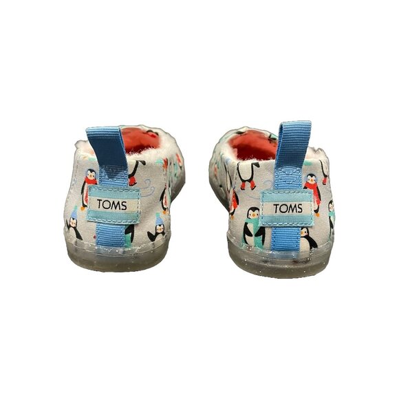 Kids Penguin Print Slip-On Shoes — Faux Fur Lined — TOMS Size 1 NWOT - Picture 4 of 8